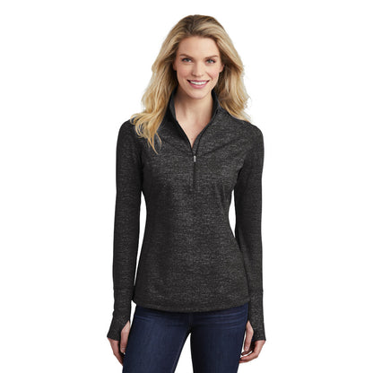 Sport-Tek ® Ladies Sport-Wick ® Stretch Reflective Heather 1/2-Zip Pullover